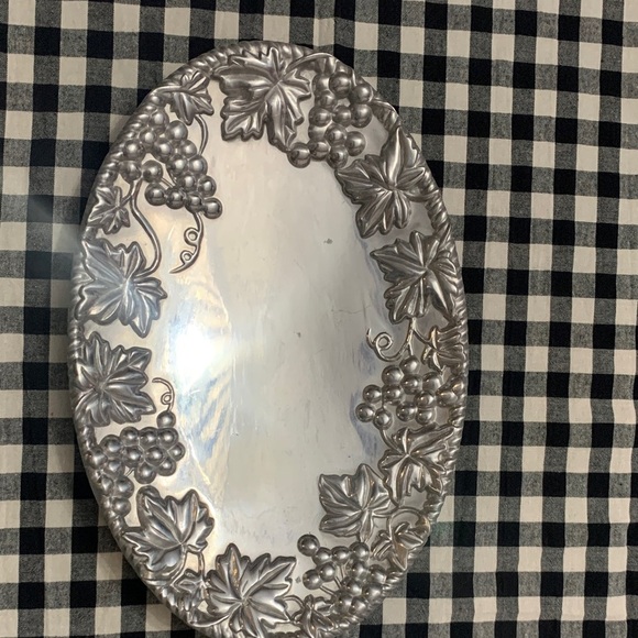 Vintage Lenox Silver Oval Platter with Grape and Leaf Design - Picture 1 of 2